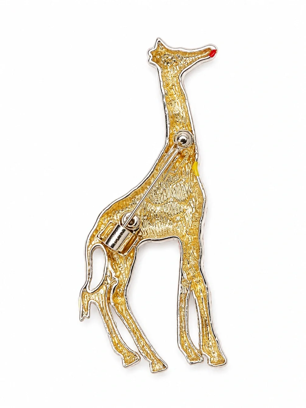 Colorful Enamel Giraffe Brooch – Gold Tone Statement Pin – Whimsical